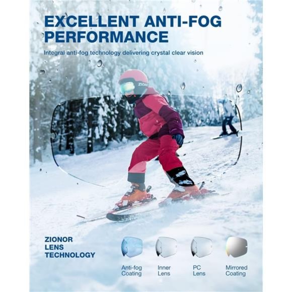 Kids Ski Goggles - Snowboard Snow Goggles for Boys Girls Youth - Picture 4 of 7